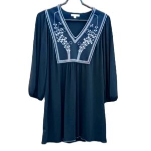 Sophie Max 3/4 Sleeve Black V-Neck Tunic | EUC | White Floral